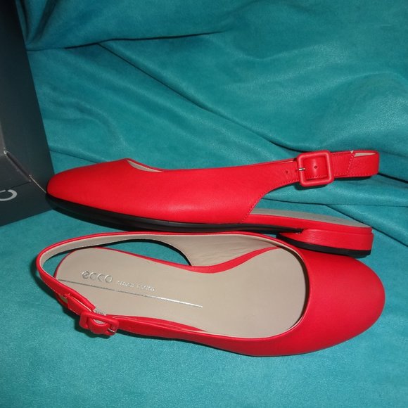 Ecco Shoes Ecco Women Flat Slingback Leather Shoe 4 9 95 Hibiscus
